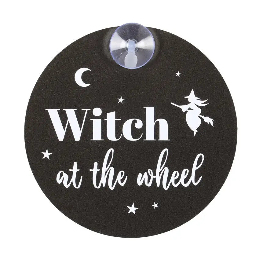 Witch At the Wheel Window Sign