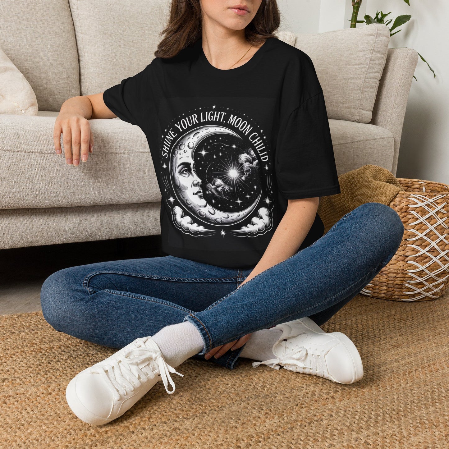 Moon Child T-Shirt — "Shine Your Light" Celestial Graphic Tee