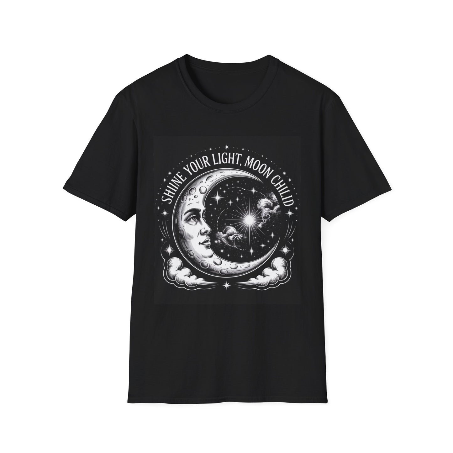 Moon Child T-Shirt — "Shine Your Light" Celestial Graphic Tee