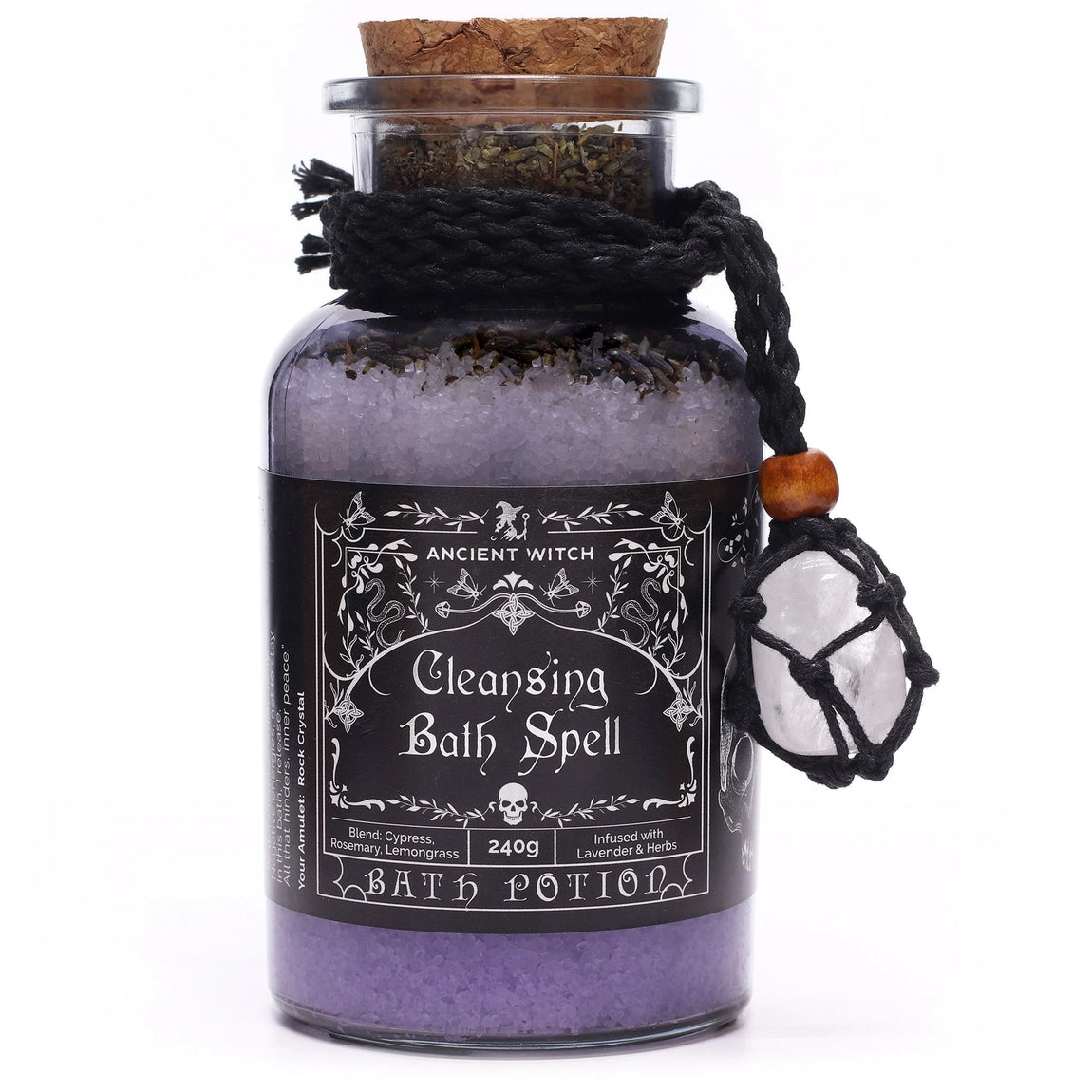Cleansing  Herbal Bath potion with Rock Crystal Amulet