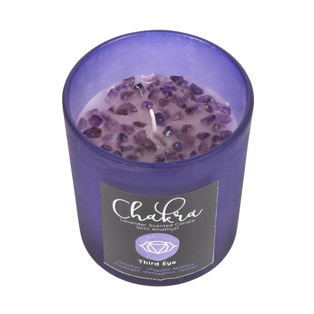 Third Eye Chakra Lavender Crystal chip Candle