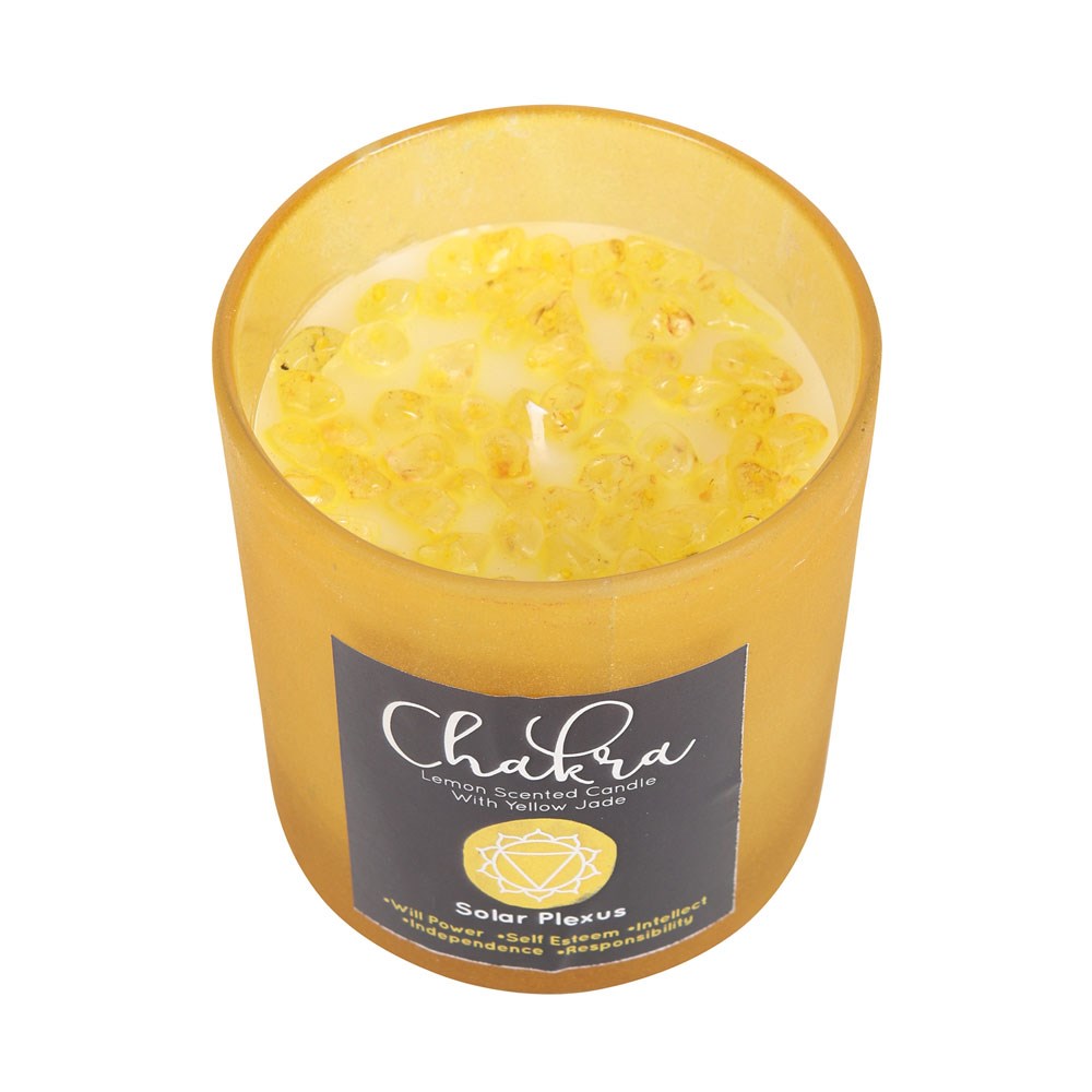 Solar Plexus Chakra lemon Crystal Candle