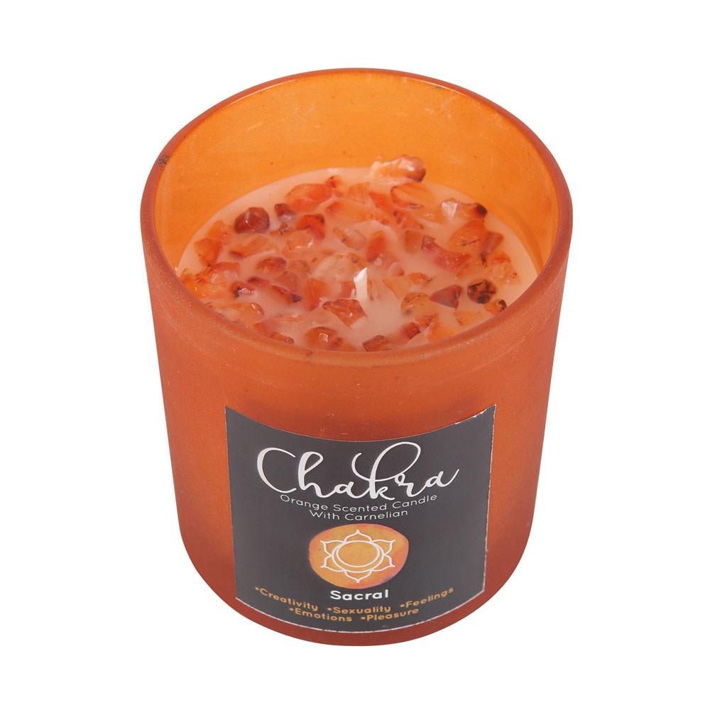 Sacral Chakra Orange Crystal Candle