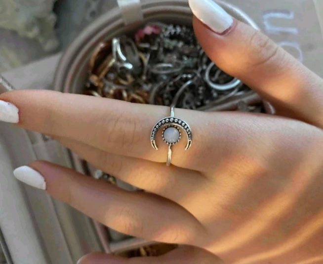 925 Crescent Moon Ring