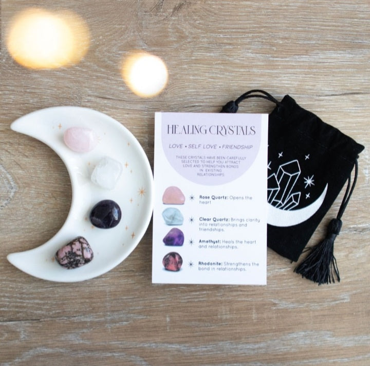 Crystal love kit with moon dish